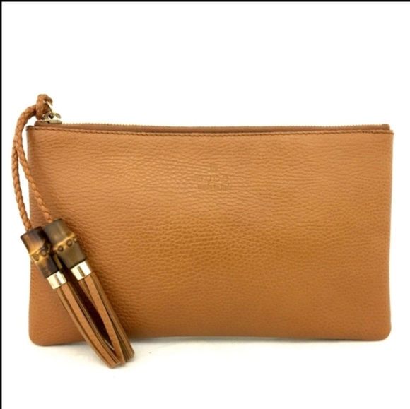 GUCCI BAMBOO BROWN LEATHER CLUTCH BAG /D0119 - Picture 4 of 4
